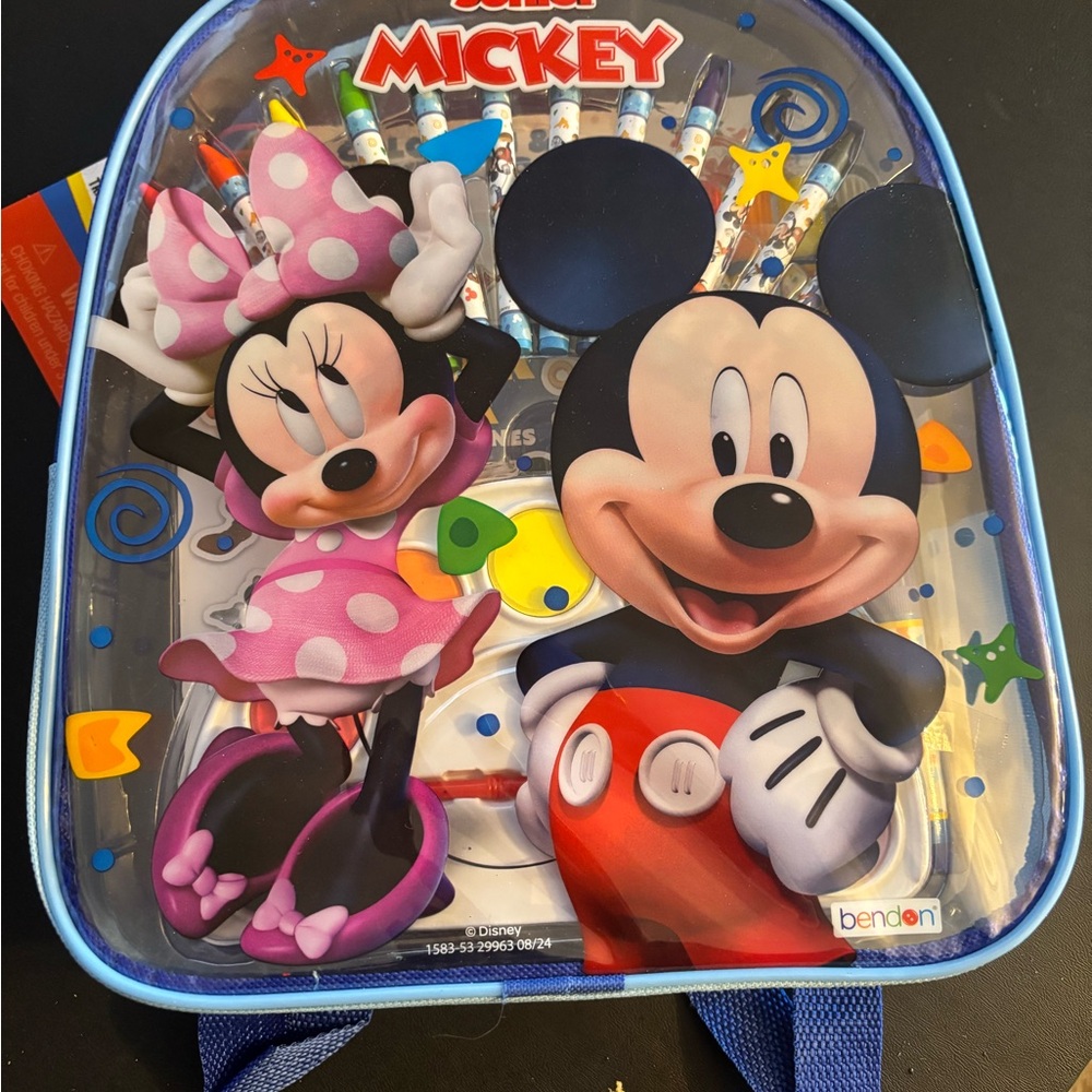 NEW Disney Mickey & Minnie Mouse Travel Backpack Coloring & Activity Set